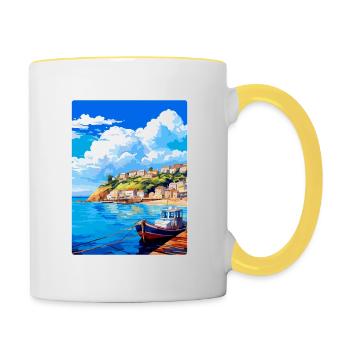 Looe England Uk Vintage Reise Poster Souvenir WPA - Tasse zweifarbig - Weiß/Gelb - Rechts