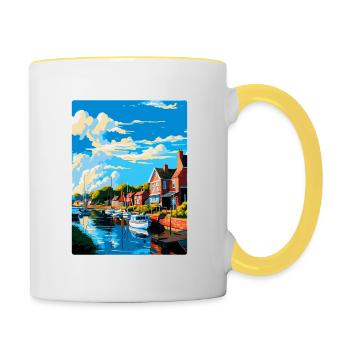 Woodbridge England Uk Reiseposter Souvenir WPA - Tasse zweifarbig - Weiß/Gelb - Rechts