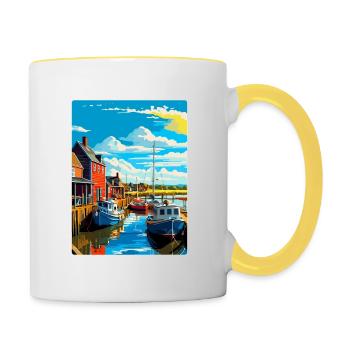 Whitstable Harbour, England, Vereinigtes Königreich, Reiseposter, WPA - Tasse zweifarbig - Weiß/Gelb - Rechts