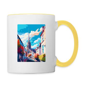 Truro England UK Vintage Reiseposter Wandkunst - Tasse zweifarbig - Weiß/Gelb - Rechts