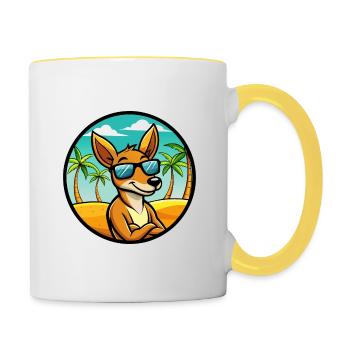 Känguru Lustige Cartoon Sommer Strand Sonnenbrille - Tasse zweifarbig - Weiß/Gelb - Rechts