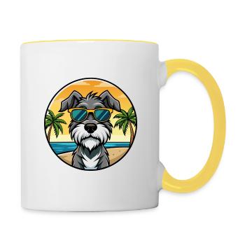 Deutscher Wachtelhund Hunderasse Cartoon Sonnenbrille - Tasse zweifarbig - Weiß/Gelb - Rechts