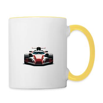 Roter Rennwagen - Tasse zweifarbig - Weiß/Gelb - Rechts