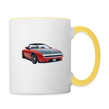 Rotes Cabrio - Tasse zweifarbig - Weiß/Gelb - Rechts
