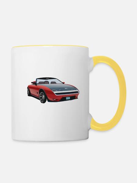 Rotes Cabrio - Tasse zweifarbig - Weiß/Gelb