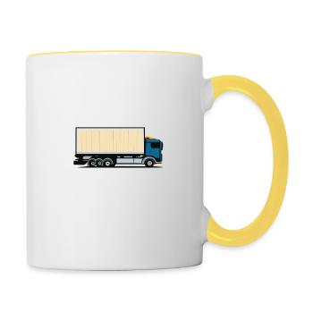 Großer LKW - Tasse zweifarbig - Weiß/Gelb - Rechts