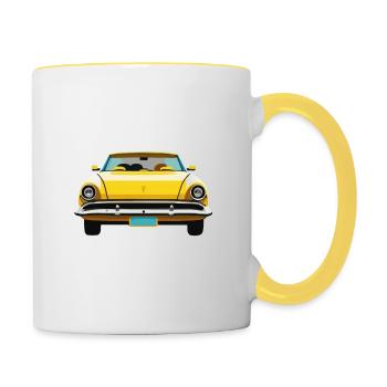 Gelber Amerikanischer Oldtimer - Tasse zweifarbig - Weiß/Gelb - Rechts