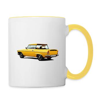 Gelber Oldtimer - Tasse zweifarbig - Weiß/Gelb - Rechts