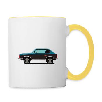 Alter Geländewagen - Tasse zweifarbig - Weiß/Gelb - Rechts