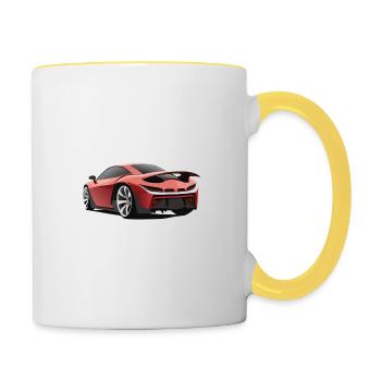 Roter Sportwagen - Tasse zweifarbig - Weiß/Gelb - Rechts