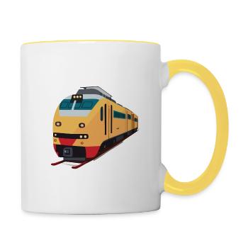 Moderner Passagierzug - Tasse zweifarbig - Weiß/Gelb - Rechts