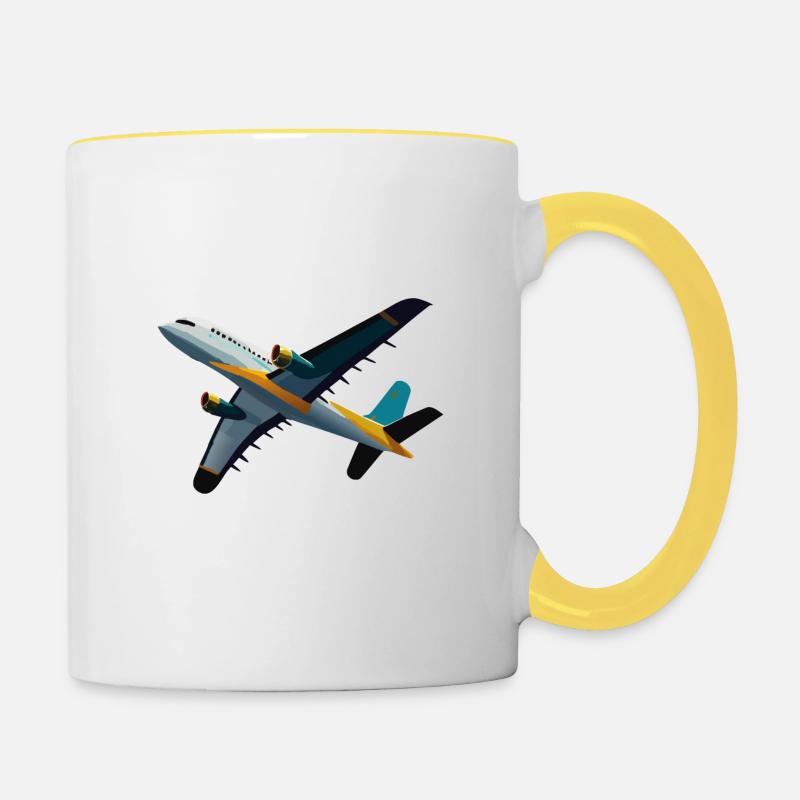 Passagierflugzeug - Tasse zweifarbig - Weiß/Gelb