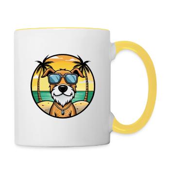 Istrischer Drahthaarhund Hunderasse Cartoon Beach - Tasse zweifarbig - Weiß/Gelb - Rechts