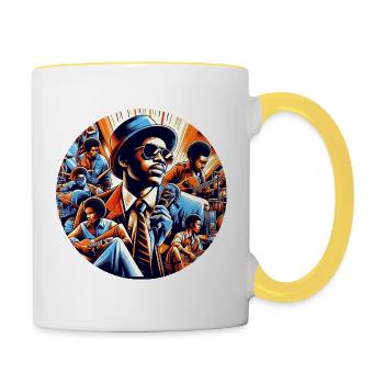 Afro Style, Jazz in Fusion - Tasse zweifarbig - Weiß/Gelb - Rechts