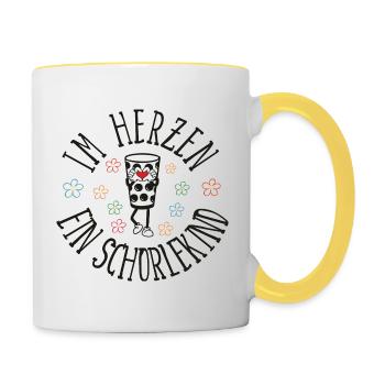 Im Herzen ein Schorlekind 02 - Tasse zweifarbig - Weiß/Gelb - Rechts