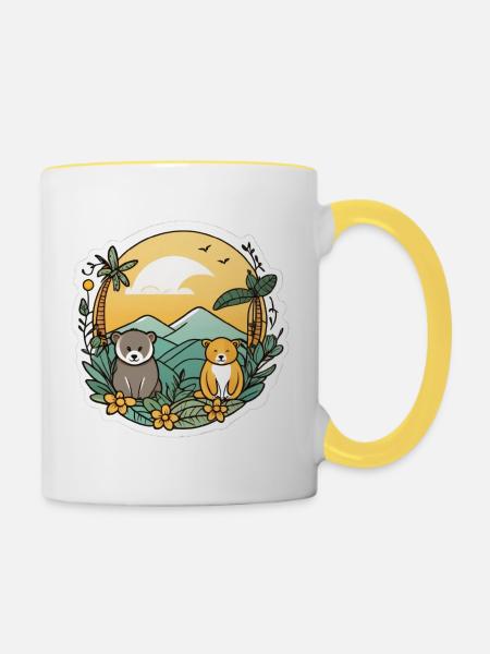 Süße Bären - Tasse zweifarbig - Weiß/Gelb