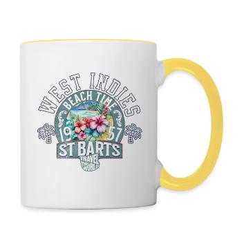 Strandzeit St. Barts Westindien - Tasse zweifarbig - Weiß/Gelb - Rechts