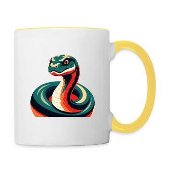 Anaconda Cartoon Character Colorful Pet Animal - Contrasting Mug - white/yellow - Right