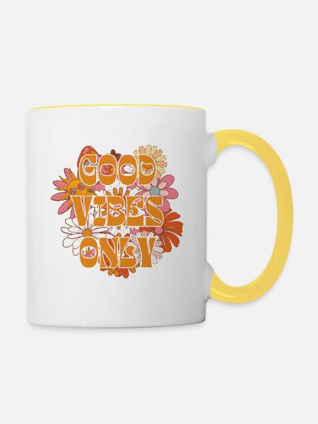 Nur gute Stimmung - Tasse zweifarbig - Weiß/Gelb