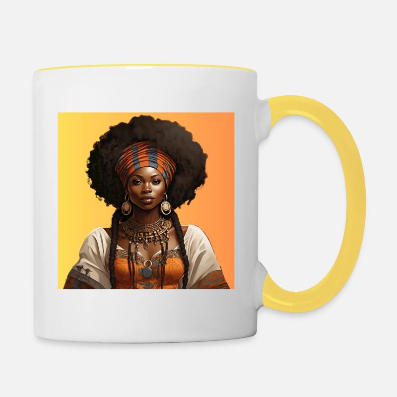 Afro Style Splendeur Ethnique - Mug contrasté - blanc/jaune