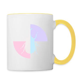 Duo Coccinelle Jaune Bleu Pastel - Mug contrasté - blanc/jaune - Droite
