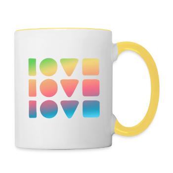 3x Love - Contrasting Mug - white/yellow - Right