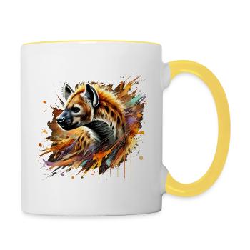 Hyena in watercolor, colorful - Contrasting Mug - white/yellow - Right