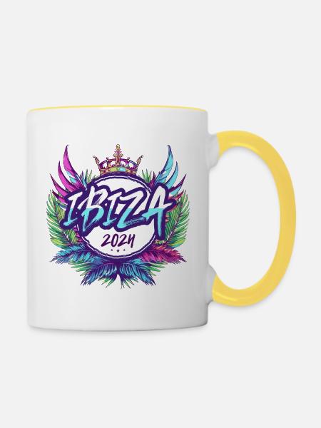 Ibiza 2024 Bunt - Tasse zweifarbig - Weiß/Gelb