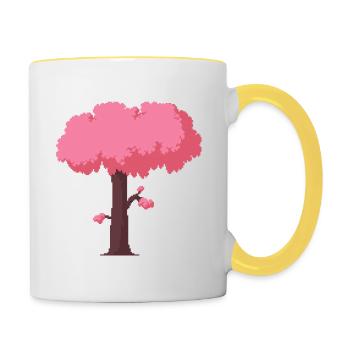 Cosy Cherry Tree - Pixel Art/Retro Print - Contrasting Mug - white/yellow - Right