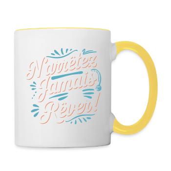 N'arrêtez jamais de rêver - Mug contrasté - blanc/jaune - Droite