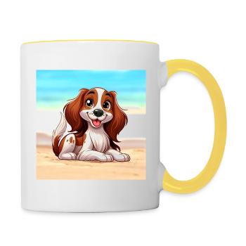 Brittany Spaniel 2 - Contrasting Mug - white/yellow - Right
