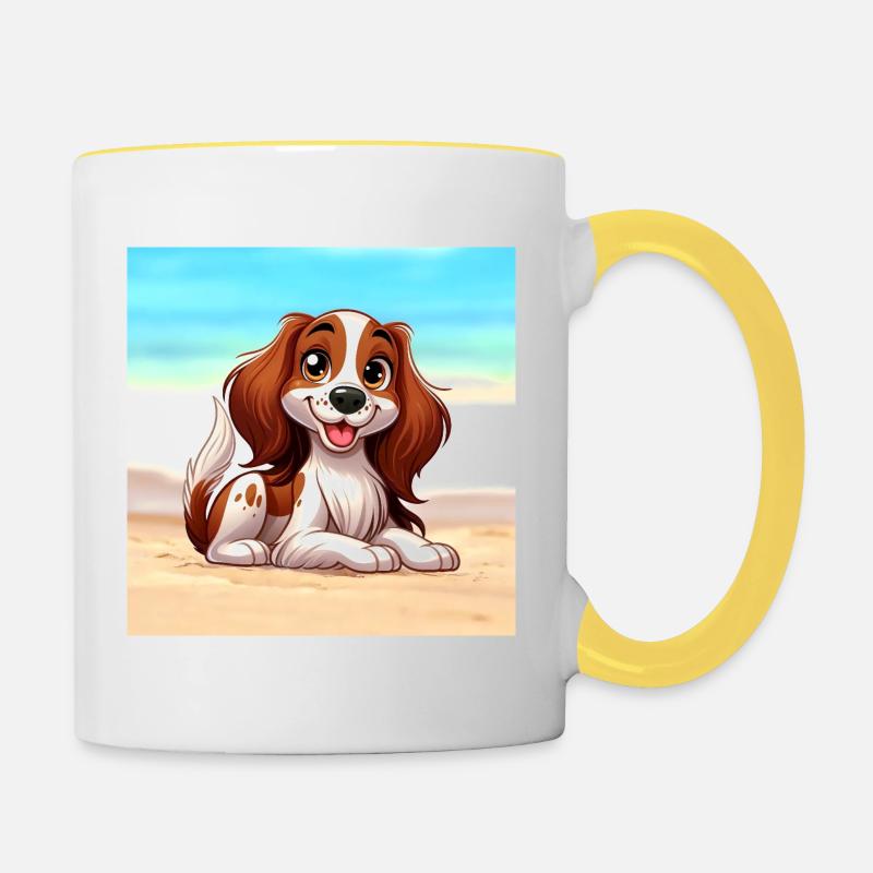Brittany Spaniel 2 - Contrasting Mug - white/yellow