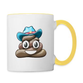 Cow Boy Pile de caca - Mug contrasté - blanc/jaune - Droite