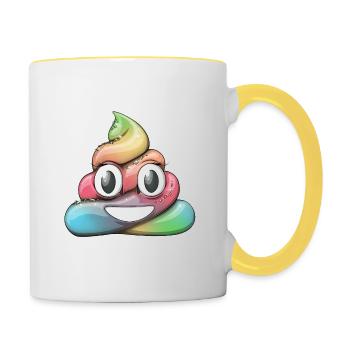 Rainbow Pile de caca - Mug contrasté - blanc/jaune - Droite