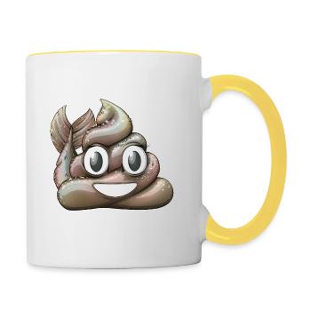 Mermaid pile off poo - Contrasting Mug - white/yellow - Right