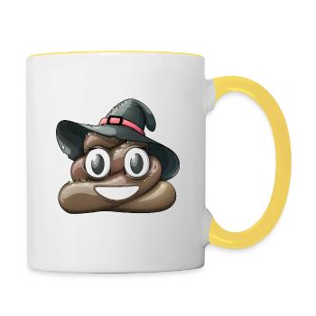 Hexenhaufen Kacke ab - Tasse zweifarbig - Weiß/Gelb - Rechts