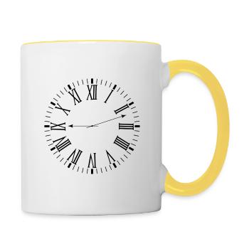Horloge romaine - Mug contrasté - blanc/jaune - Droite