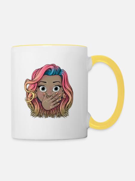 Reva Prisma surprised face - Contrasting Mug - white/yellow