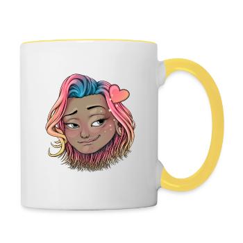Reva Prisma flirting face with heart - Contrasting Mug - white/yellow - Right