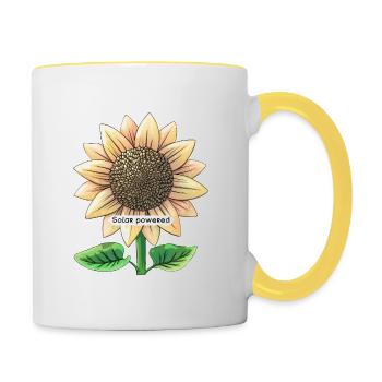 Tournesol à énergie solaire - Mug contrasté - blanc/jaune - Droite