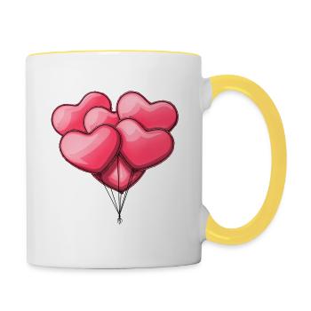Red heart shaped balloons - Contrasting Mug - white/yellow - Right