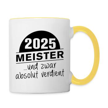 Meister 2025 absolut verdient - Tasse zweifarbig - Weiß/Gelb - Rechts