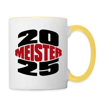 Meister 2025 Meisterschaft - Tasse zweifarbig - Weiß/Gelb - Rechts