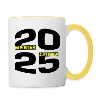 Meister und Aufsteiger 2025 - Tasse zweifarbig - Weiß/Gelb - Rechts