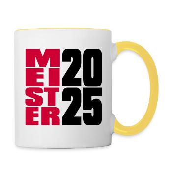 Meister 2025 Meisterschaft - Tasse zweifarbig - Weiß/Gelb - Rechts