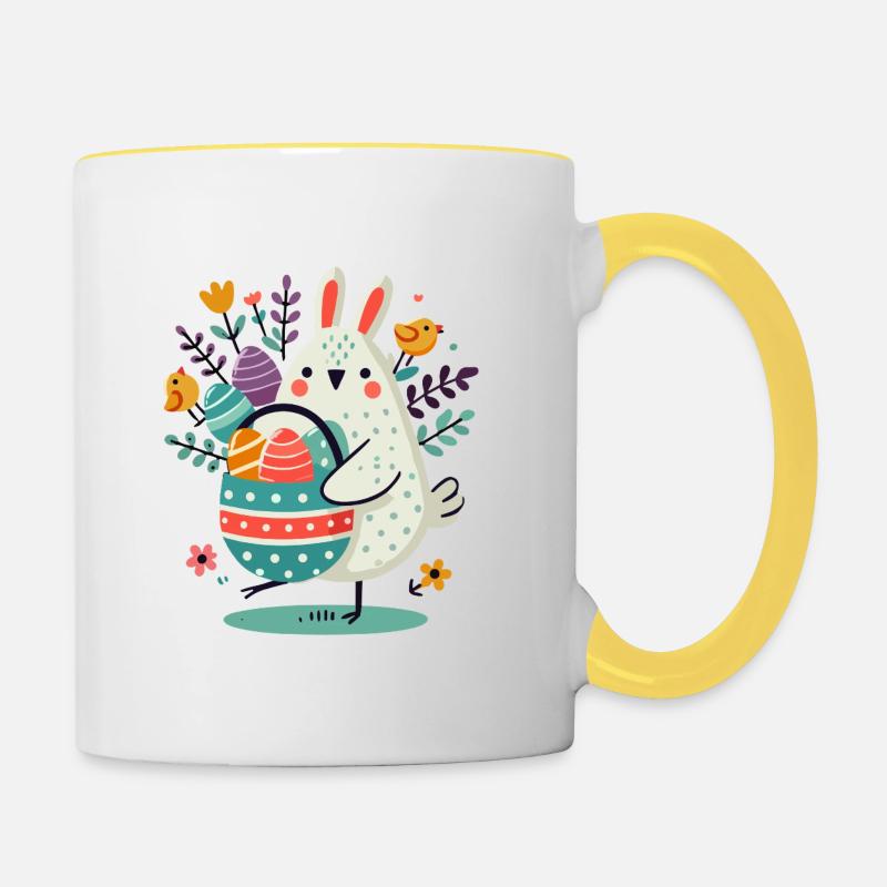 Doux motif de Pâques - Mug contrasté - blanc/jaune