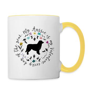 My Aussie is my Valentine every day of the year - Contrasting Mug - white/yellow - Right