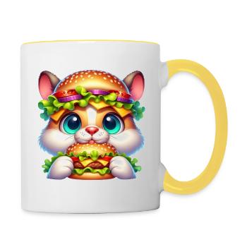 Funny Cats Coca Themed Hat Fast Food - Contrasting Mug - white/yellow - Right