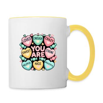 Du bist wundervoll - Tasse zweifarbig - Weiß/Gelb - Rechts