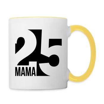 Mama 2025 - Tasse zweifarbig - Weiß/Gelb - Rechts